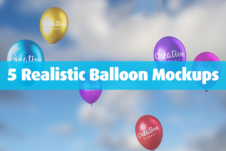 5 Realistic Balloon Mockups in Mockup Templates - product preview 8