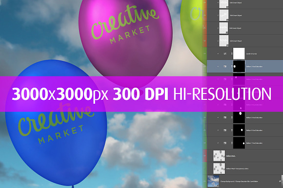 5 Realistic Balloon Mockups in Mockup Templates - product preview 1