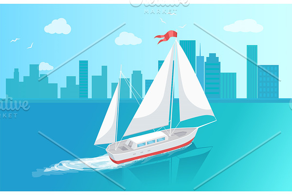 Sail Boat with White Canvas Sailing