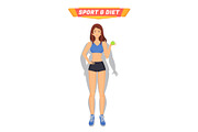 Sport and Diet Healthy Woman Vector