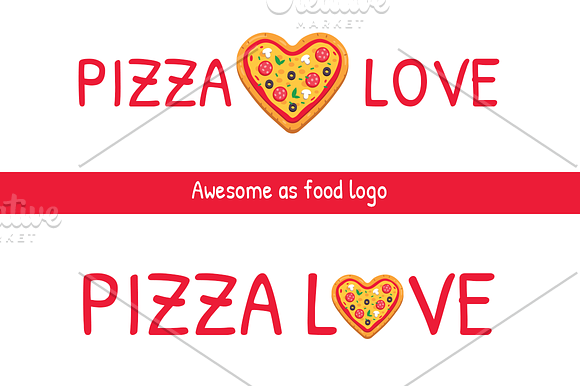 Pizza Love Heart Shape Illustration in Illustrations - product preview 1