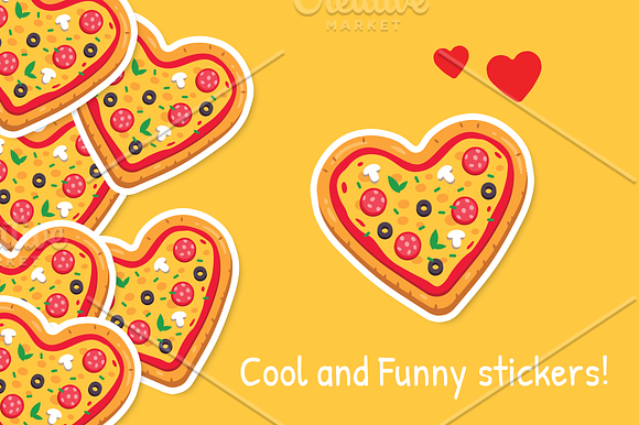 Pizza Love Heart Shape Illustration in Illustrations - product preview 2