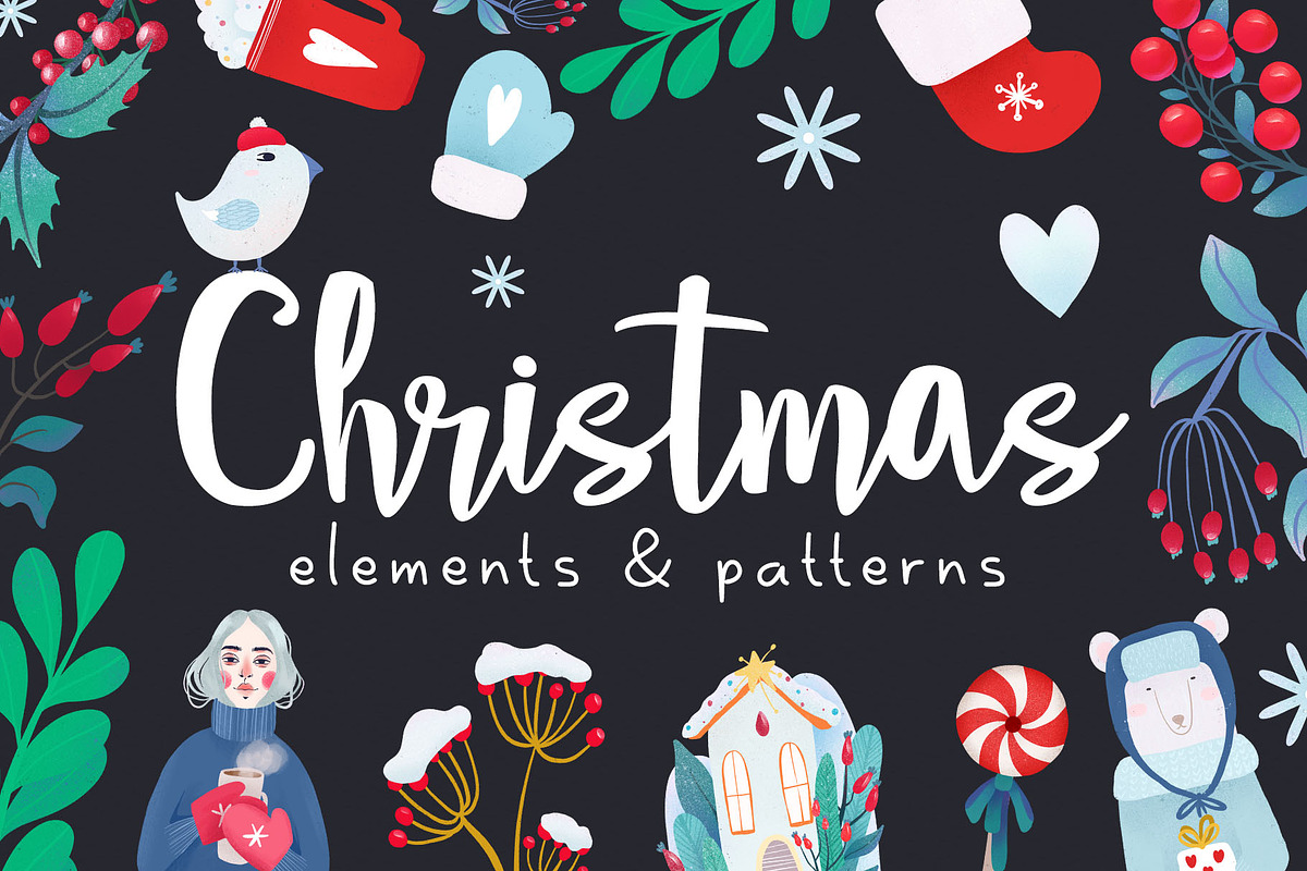Winter Christmas Elements & Patterns in Illustrations - product preview 8