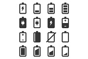 Battery Icons Set on White