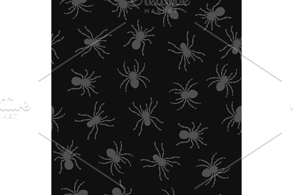 Spiders Seamless Pattern on Black
