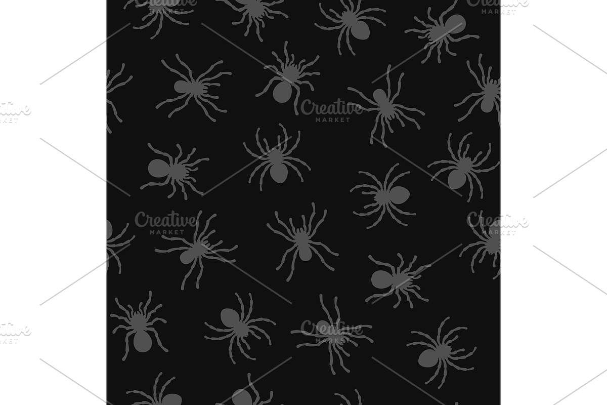 Spiders Seamless Pattern on Black in Illustrations - product preview 8