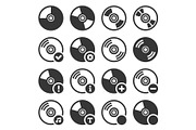 CD Compact Disk Icons Set on White