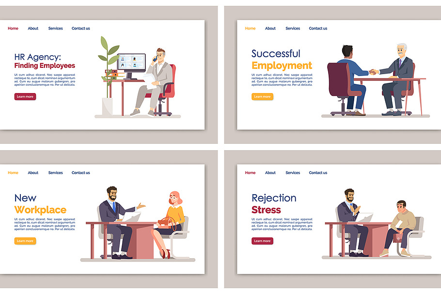 HR agency landing page template set in Landing Page Templates - product preview 8