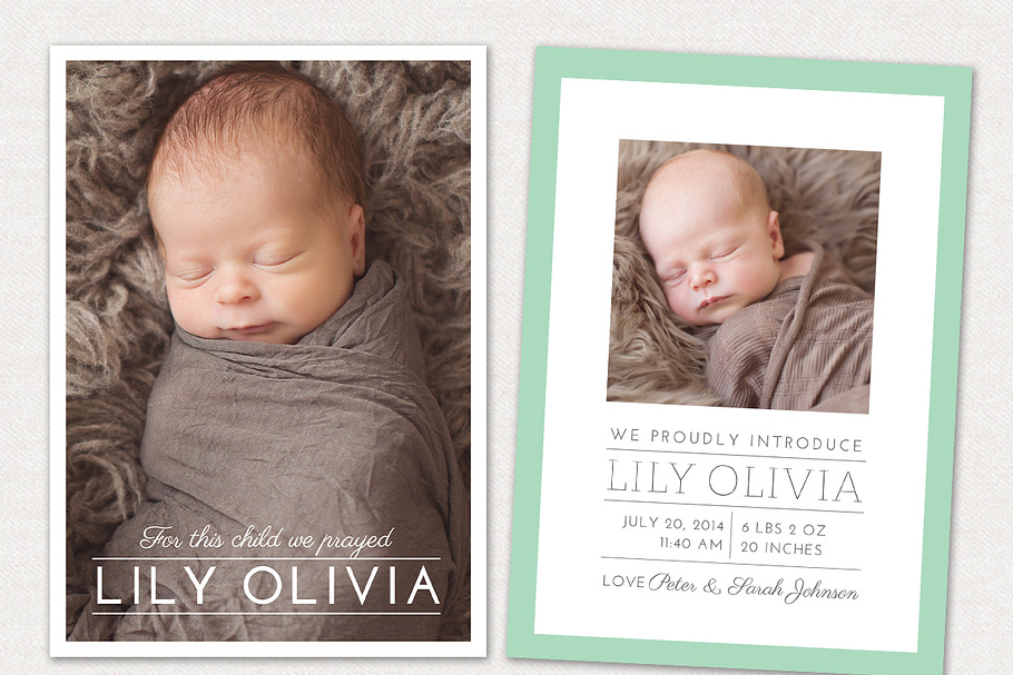Birth Announcement Template CB011 in Card Templates - product preview 8