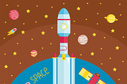 Cartoon illustration about space.