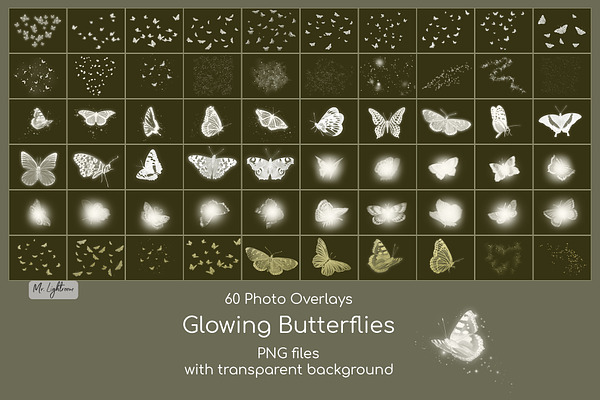 Glowing Butterflies Overlays