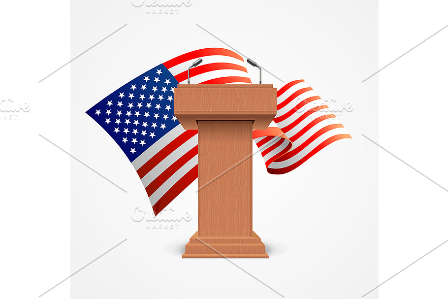 USA Flag and Stage Stand in Illustrations - product preview 8