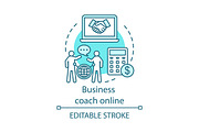 Business coach online concept icon