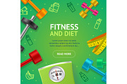 Fitness and Diet Concept Banner Card