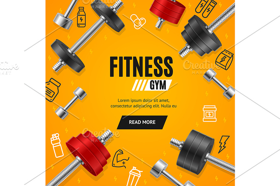 Fitness Gym Concept Banner Card in Illustrations - product preview 8