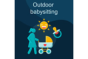 Outdoor babysitting flat icon
