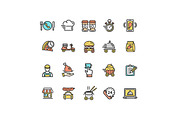 Food Delivery Service  Icon Set.