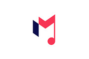 m letter music notes logo vector