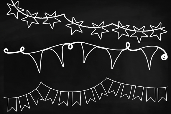 Chalk Bunting Doodles Clip Art in Illustrations - product preview 2