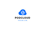 server cloud podcast logo vector