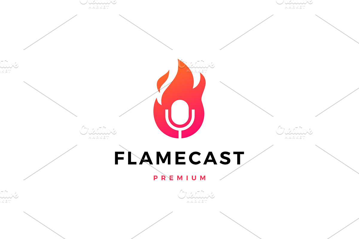 flame fire podcast mic logo vector in Logo Templates - product preview 8