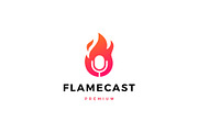 flame fire podcast mic logo vector