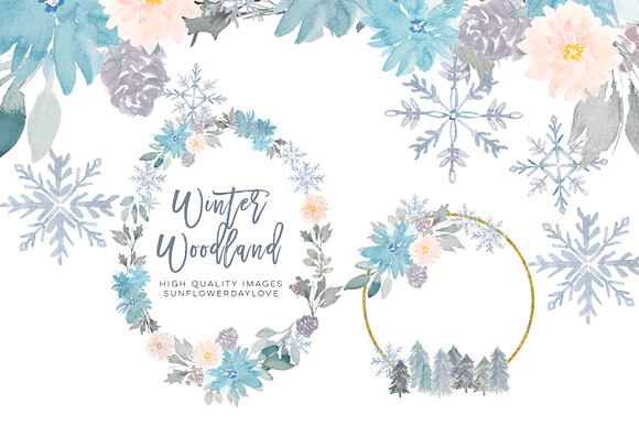 Woodland Winter Clipart Frame in Illustrations - product preview 2