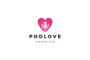 mic love podcast logo vector icon