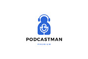 man mic headphone podcast sing logo