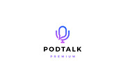 podcast mic talk chat bubble logo