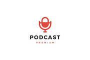 mic podcast logo vector icon