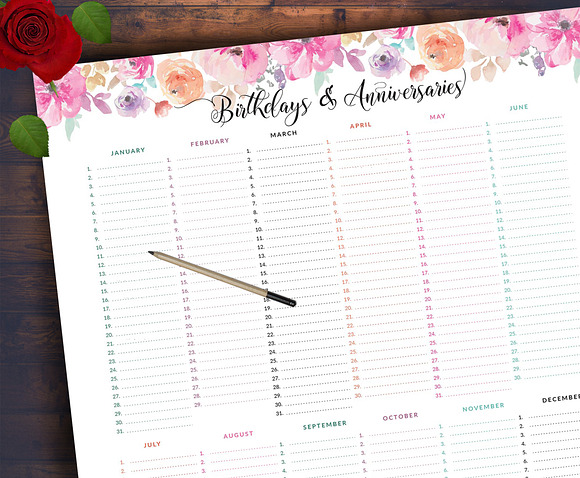 Printable Birthdays & Anniversaries in Stationery Templates - product preview 2