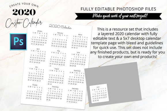 2020 Fully Editable Calendar Kit in Invitation Templates - product preview 1