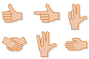 Set of gestures hands with shadow
