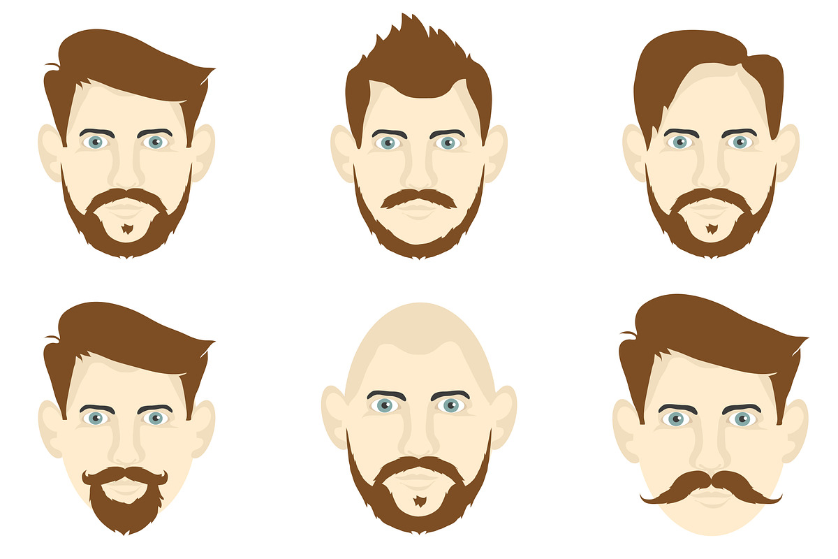 Set of men with different hairstyles in Objects - product preview 8