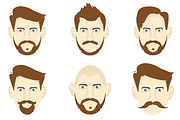 Set of men with different hairstyles