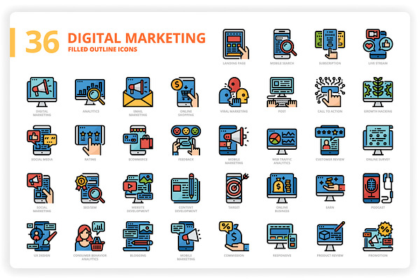 36 Digital Marketing Icons