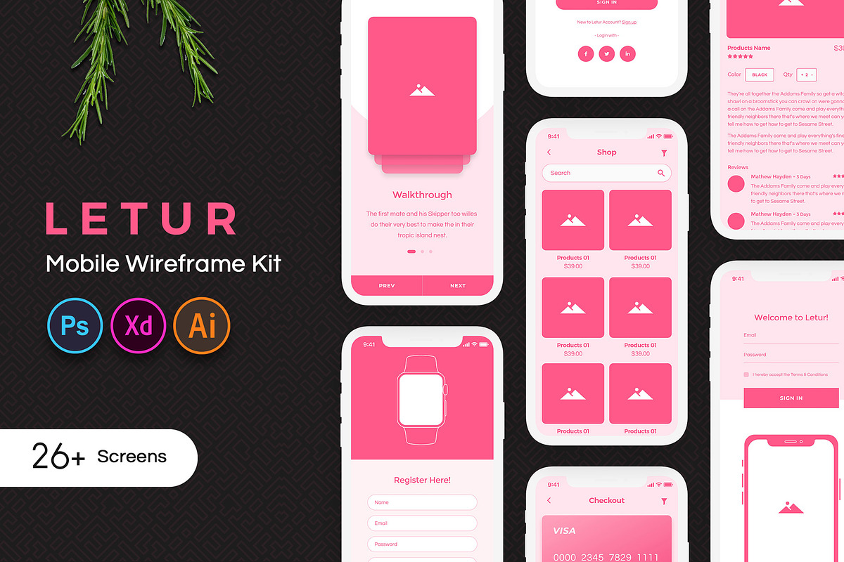 Letur Mobile Wireframe Kit in UI Kits and Libraries - product preview 8
