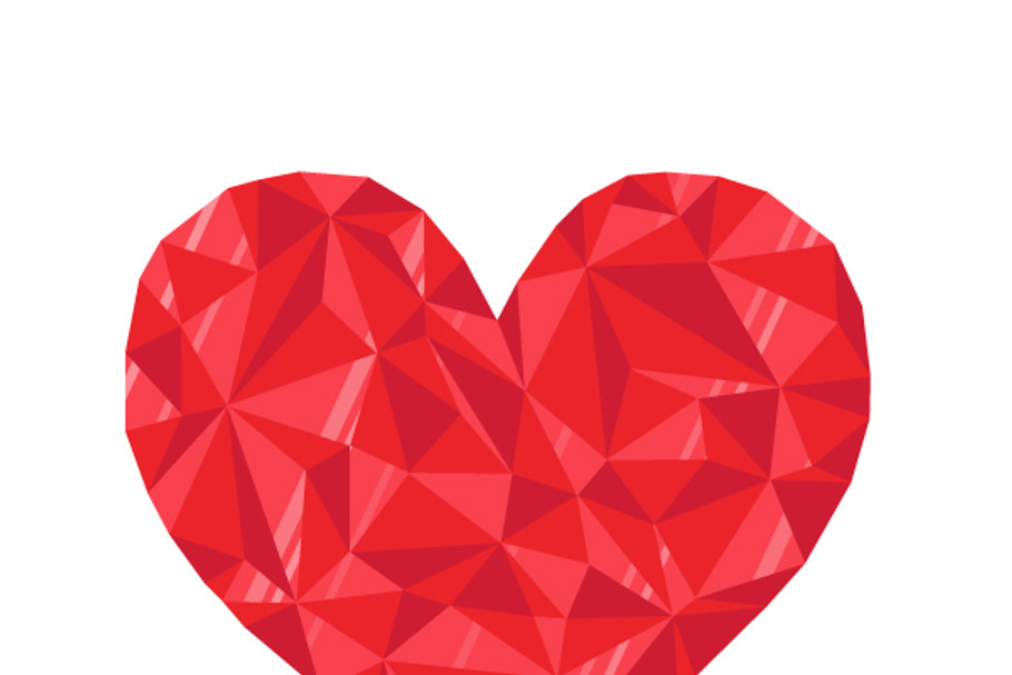 Polygon ruby heart with shadow in Objects - product preview 8