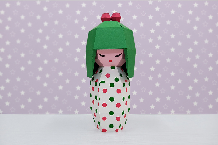 DIY Kokeshi Doll - 3d papercraft in Templates - product preview 8