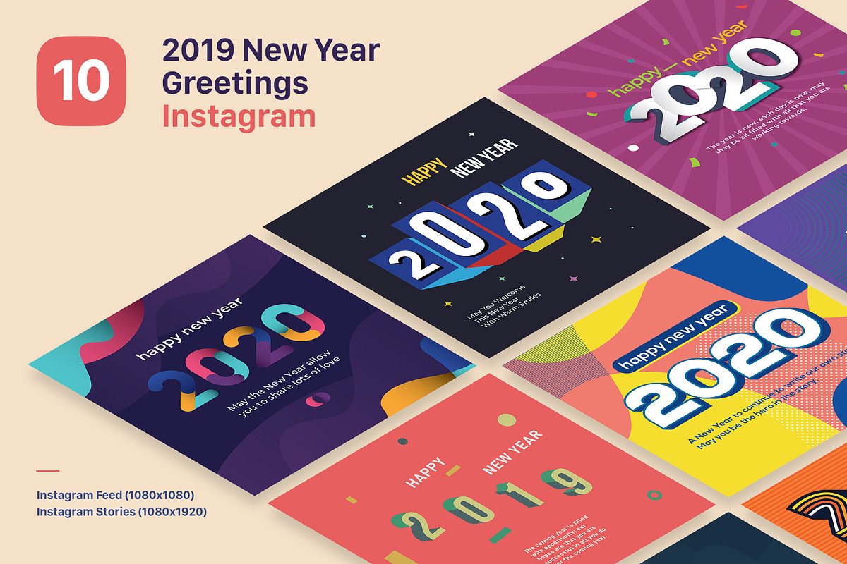 2020 New Year Poster Bundle in Instagram Templates - product preview 8