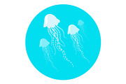 Monochrome Jellyfishes Floating in