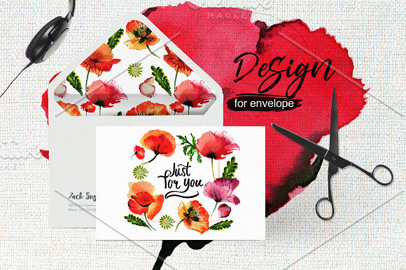 Poppy flowers PNG watercolor set in Illustrations - product preview 3