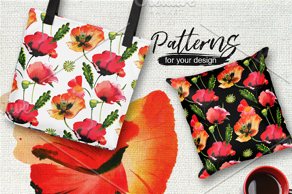 Poppy flowers PNG watercolor set in Illustrations - product preview 5