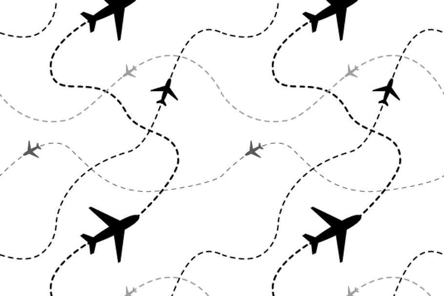 Airline routes with planes on white in Patterns - product preview 8