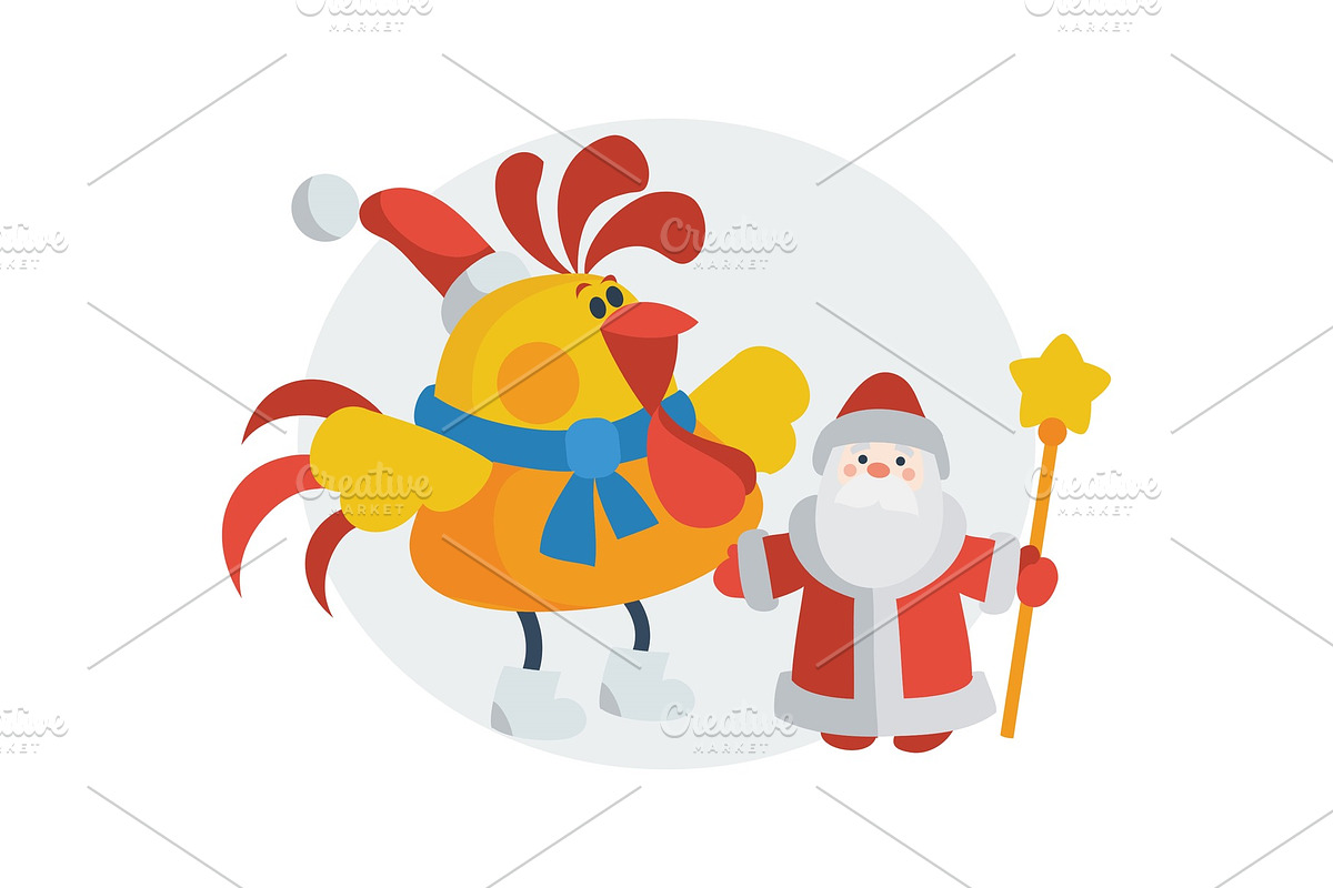 Rooster with Santa Claus Cartoon in Objects - product preview 8