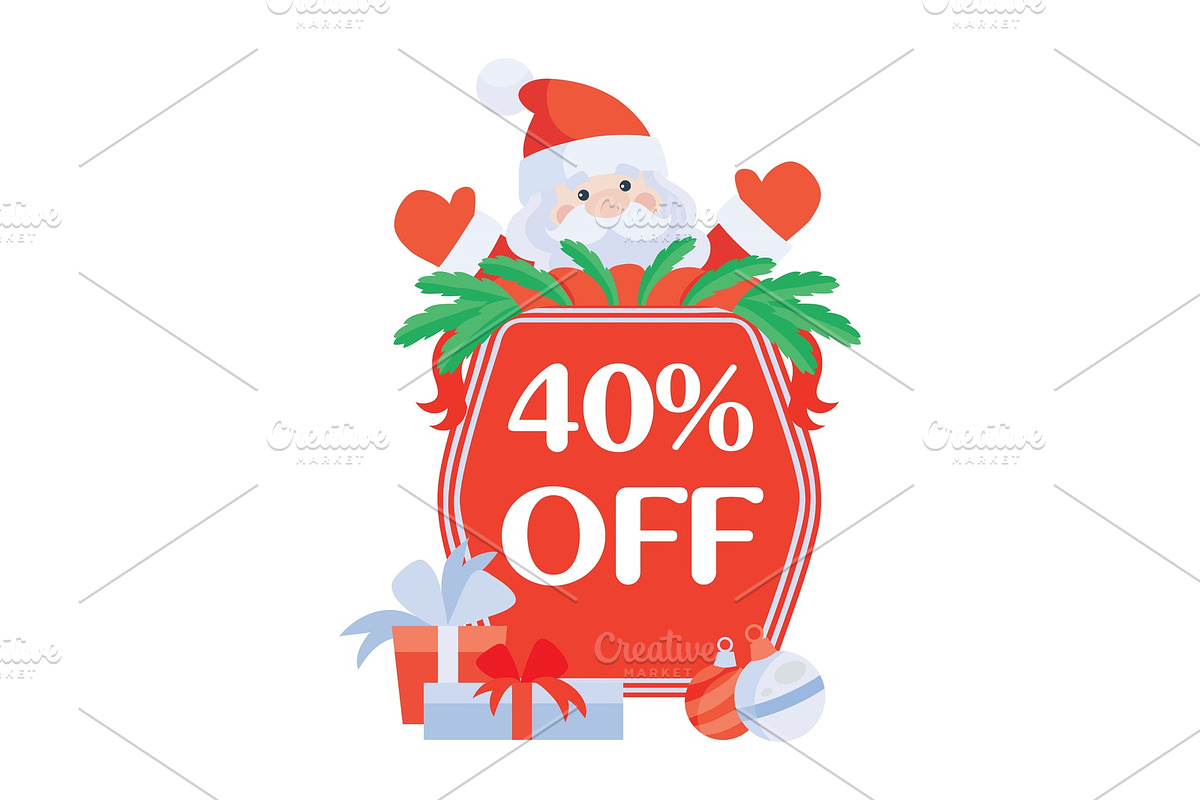 Christmas 40 Off Vector. Santa with in Objects - product preview 8