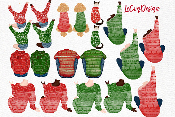 Christmas family clipart Fireplace in Illustrations - product preview 1