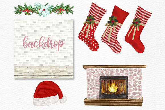 Christmas family clipart Fireplace in Illustrations - product preview 3