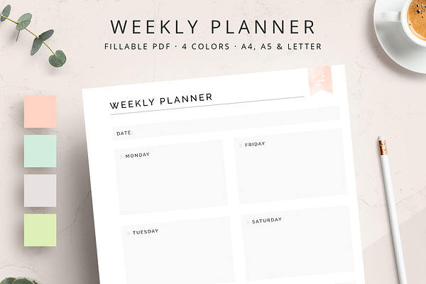 FILLABLE Weekly Planner Printable